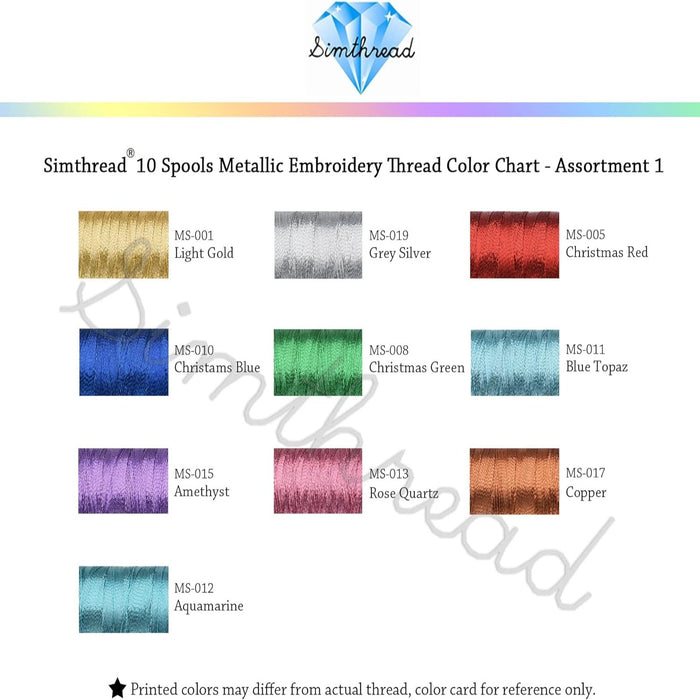 10 Color Set of Embroidery Threads