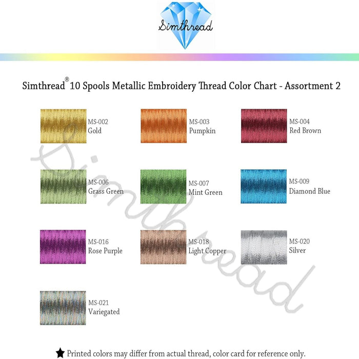 Embellish Metallic 10 Spool Embroidery Thread Set with Free Hexi