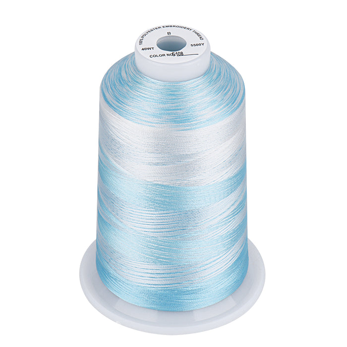 Simthread Vibrant Variegated Polyester Embroidery Thread Single Spool - 5000M - 37 Unique Colors