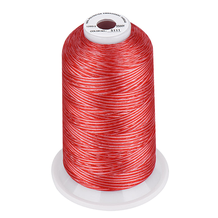 Simthread Vibrant Variegated Polyester Embroidery Thread Single Spool - 5000M - 37 Unique Colors