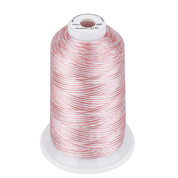 Simthread Vibrant Variegated Polyester Embroidery Thread Single Spool - 5000M - 37 Unique Colors