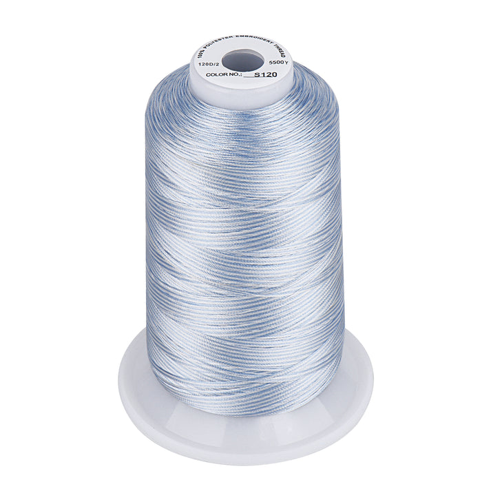 Simthread Vibrant Variegated Polyester Embroidery Thread Single Spool - 5000M - 37 Unique Colors