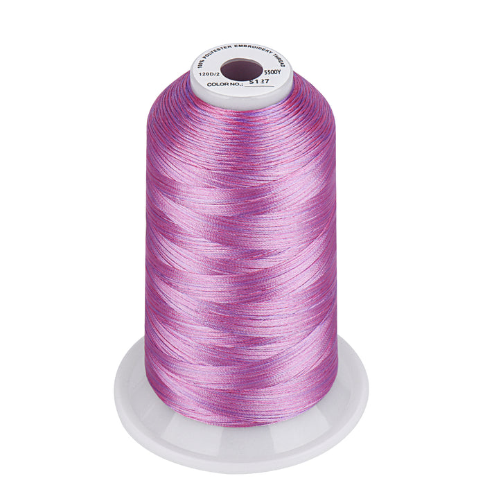 Simthread Vibrant Variegated Polyester Embroidery Thread Single Spool - 5000M - 37 Unique Colors