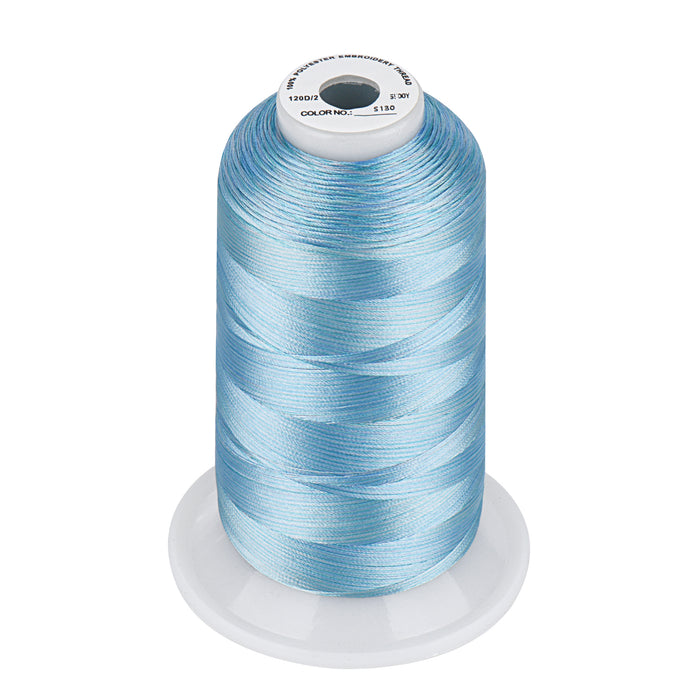 Simthread Vibrant Variegated Polyester Embroidery Thread Single Spool - 5000M - 37 Unique Colors