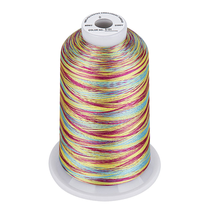 Simthread Vibrant Variegated Polyester Embroidery Thread Single Spool - 5000M - 37 Unique Colors