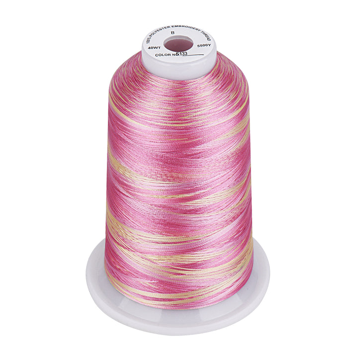 Simthread Vibrant Variegated Polyester Embroidery Thread Single Spool - 5000M - 37 Unique Colors