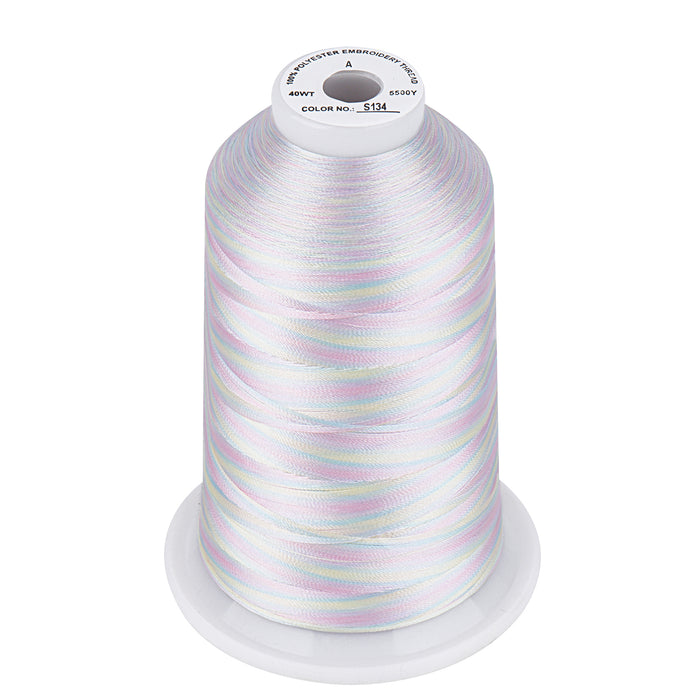 Simthread Vibrant Variegated Polyester Embroidery Thread Single Spool - 5000M - 37 Unique Colors