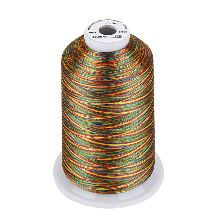 Simthread Vibrant Variegated Polyester Embroidery Thread Single Spool - 5000M - 37 Unique Colors