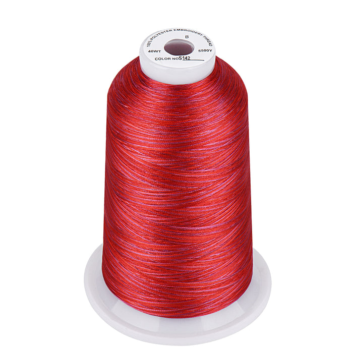 Simthread Vibrant Variegated Polyester Embroidery Thread Single Spool - 5000M - 37 Unique Colors