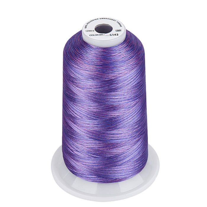 Simthread Vibrant Variegated Polyester Embroidery Thread Single Spool - 5000M - 37 Unique Colors