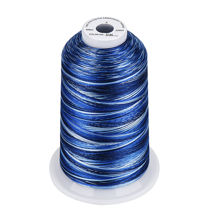 Simthread Vibrant Variegated Polyester Embroidery Thread Single Spool - 5000M - 37 Unique Colors