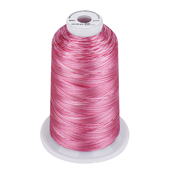 Simthread Vibrant Variegated Polyester Embroidery Thread Single Spool - 5000M - 37 Unique Colors