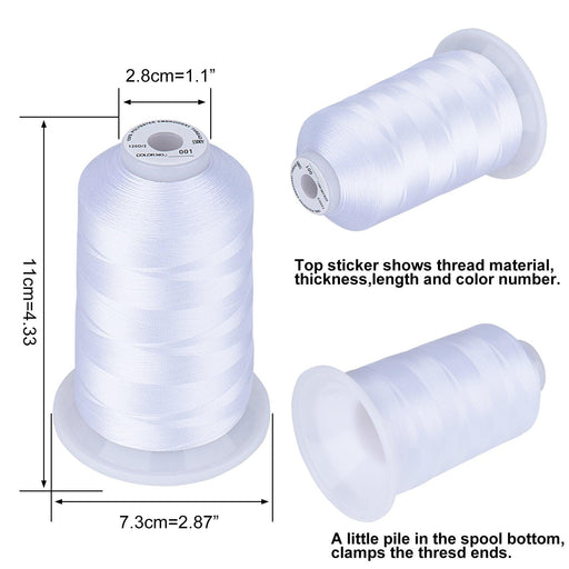 Threadart Polyester Machine Embroidery Bobbin Thread - 60wt White - 5000m  Spools