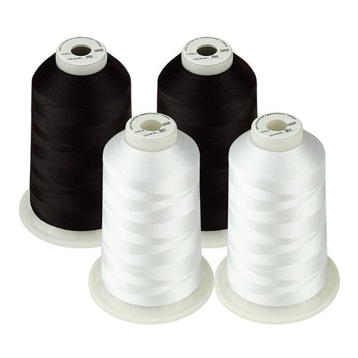 Simthread White Black Trilobal Polyester Embroidery thread Sewing Thread  40wt Tkt 120 Tex 27 in 1100Yds 2 mini-king Spools