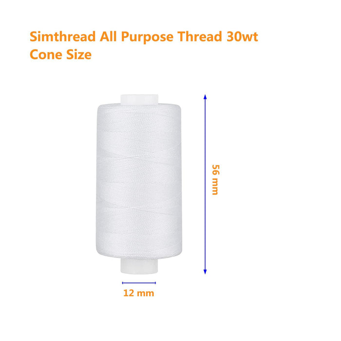 Simthread All Purpose Thread Polyester 400 Yards (1 White 1 Black)
